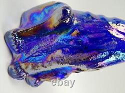 Fenton Art Glass Iridescent Carnival Glass 11 Colbalt Winking Alley Cat