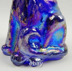 Fenton Art Glass Iridescent Carnival Glass 11 Colbalt Winking Alley Cat