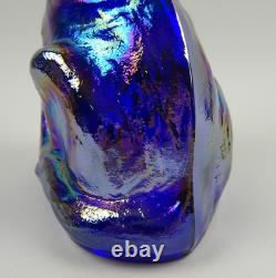 Fenton Art Glass Iridescent Carnival Glass 11 Colbalt Winking Alley Cat