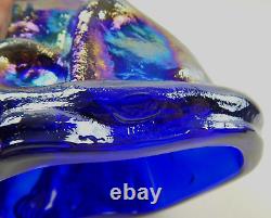 Fenton Art Glass Iridescent Carnival Glass 11 Colbalt Winking Alley Cat