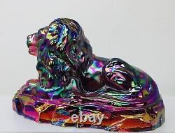 Fenton Art Glass Iridescent Red Carnival Glass Lion 1990-1991 Kim Barley