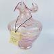 Fenton Art Glass Pink Iridescent Carnival Crackle Ruffle Vase Large 11 1/4 Tall