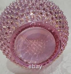 Fenton Art Glass Pink Iridescent Carnival Hobnail 8 Pitcher Perfect