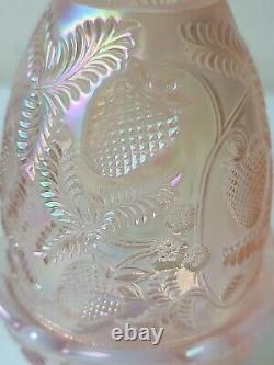 Fenton Art Glass Pink Opalescent Strawberry Fairy Lamp Carnival Glass