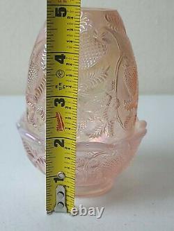 Fenton Art Glass Pink Opalescent Strawberry Fairy Lamp Carnival Glass