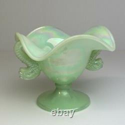 Fenton Art Glass Ruby Red Carnival Dolphin Head Stretch Glass Compote
