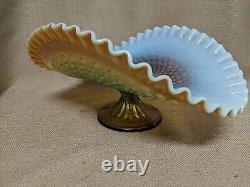 Fenton Blue Amber Opalescent Basket/Banana Boat