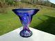 Fenton Blue Carnival Glass Spiral Vase 6H x 6W Made FAGCA Tour 1986 RARE