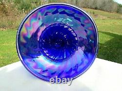 Fenton Blue Carnival Glass Spiral Vase 6H x 6W Made FAGCA Tour 1986 RARE