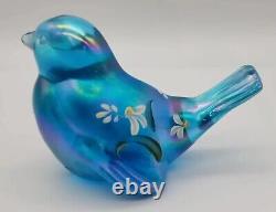 Fenton Blue Iridescent Carnival Glass Bird Hand Painted Personalized to Mom READ