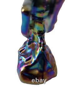 Fenton Blue Iridescent Carnival Glass Unicorn Figurine 5.4 Tall