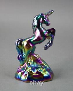 Fenton Blue Iridescent Carnival Glass Unicorn Horse Figurine Rare