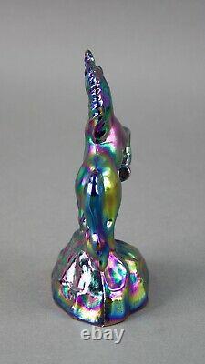 Fenton Blue Iridescent Carnival Glass Unicorn Horse Figurine Rare