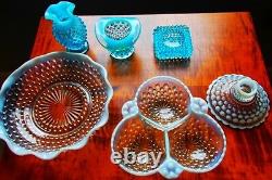 Fenton Blue Opalescent Hobnail Glass, Lot of 6 Different Pieces, Low Price