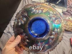 Fenton Blue Orange Tree 9.5 Antique Carnival Glass Plate. Excellent Condition