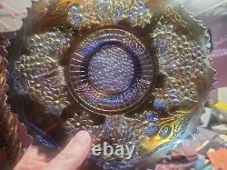 Fenton Blue Orange Tree 9.5 Antique Carnival Glass Plate. Excellent Condition