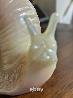 Fenton Burmese Snail Opalescent glass carnival Paperweight Vintage Rare Find