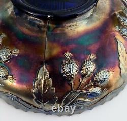 Fenton Carnival Glass Bowl Peacock and Urn, 8 Iridescent Blue Vintage Art Glass