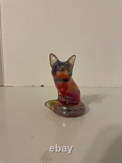 Fenton Carnival Glass Fox Red Amber Iridescent