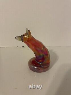 Fenton Carnival Glass Fox Red Amber Iridescent