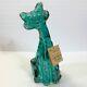 Fenton Carnival Glass Iridescent Winking Alley Cat Figure 11 Original Tag 1970s