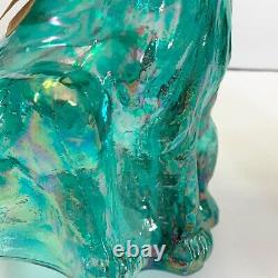 Fenton Carnival Glass Iridescent Winking Alley Cat Figure 11 Original Tag 1970s