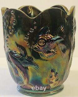 Fenton Carnival Glass Opalescent Atlantis Koi Fish planter withoriginal label