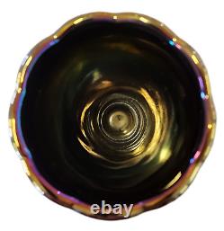 Fenton Carnival Glass Peacock Vase, 8 Tall x 4 Wide, Iridescent Finish