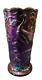 Fenton Carnival Glass Peacock Vase, 8 Tall x 4 Wide, Iridescent Finish-FP2