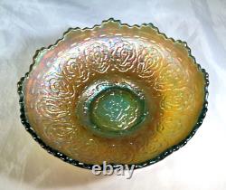 Fenton Carnival Glass Persian Medallion Rare Aqua 5-1/2 Diameter Scalloped Bowl