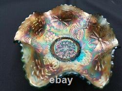 Fenton Carnival Glass Sapphire Blue Water Lily Sauce Bowl