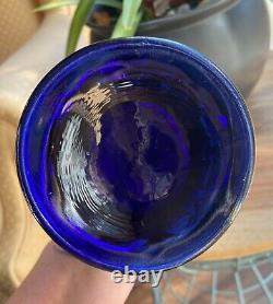 Fenton Carnival Glass Swung Vase 12 Blue April Showers