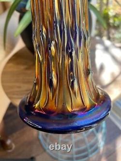 Fenton Carnival Glass Swung Vase 12 Blue April Showers