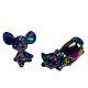 Fenton Carnival Iridescent Mouse & Cat Figurine Set Vintage Art Glass Heavy