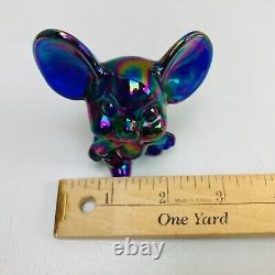 Fenton Carnival Iridescent Mouse & Cat Figurine Set Vintage Art Glass Heavy