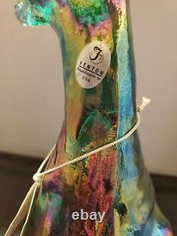 Fenton Carnival Winking Alley Cat Iridescent Glass Tall Figure With Original Tag