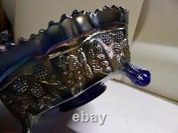 Fenton, Cobalt Blue, Butterfly & Berry, Carnival Glass Master Berry Bowl
