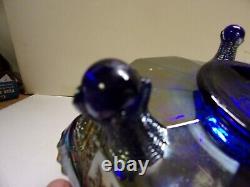 Fenton, Cobalt Blue, Butterfly & Berry, Carnival Glass Master Berry Bowl