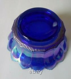 Fenton Cobalt Carnival/Iridescent Glass Candy Dish and Lid 95th Anniversary