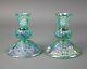 Fenton Daisy & Button Iridescent Carnival Glass Candle Stick Candle Holders