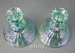Fenton Daisy & Button Iridescent Carnival Glass Candle Stick Candle Holders