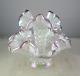 Fenton Diamond Lace Small Carnival Glass 1-Lily Epergne White Opalescent