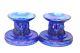 Fenton Eagle Candle Holders Cobalt Blue Iridescent Carnival Glass Candlesticks