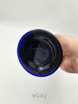 Fenton Fine Ribbed Swung Stretch Vase Iridescent Cobalt Blue Carnival Glass 16