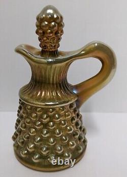 Fenton For Levay Aqua Gold Opalescent Carnival Hobnail Glass Cruet Read