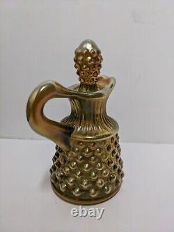 Fenton For Levay Aqua Gold Opalescent Carnival Hobnail Glass Cruet Read