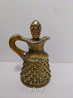 Fenton For Levay Aqua Gold Opalescent Carnival Hobnail Glass Cruet Read