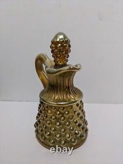 Fenton For Levay Aqua Gold Opalescent Carnival Hobnail Glass Cruet Read