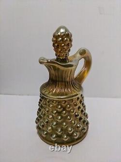 Fenton For Levay Aqua Gold Opalescent Carnival Hobnail Glass Cruet Read