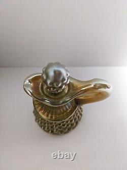 Fenton For Levay Aqua Gold Opalescent Carnival Hobnail Glass Cruet Read